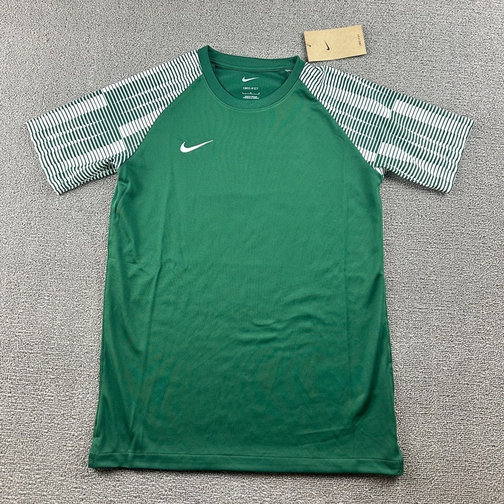 Nike Soccer Jersey Kids L Green Dri-FIT Academy Standard Fit Athletic Sporty